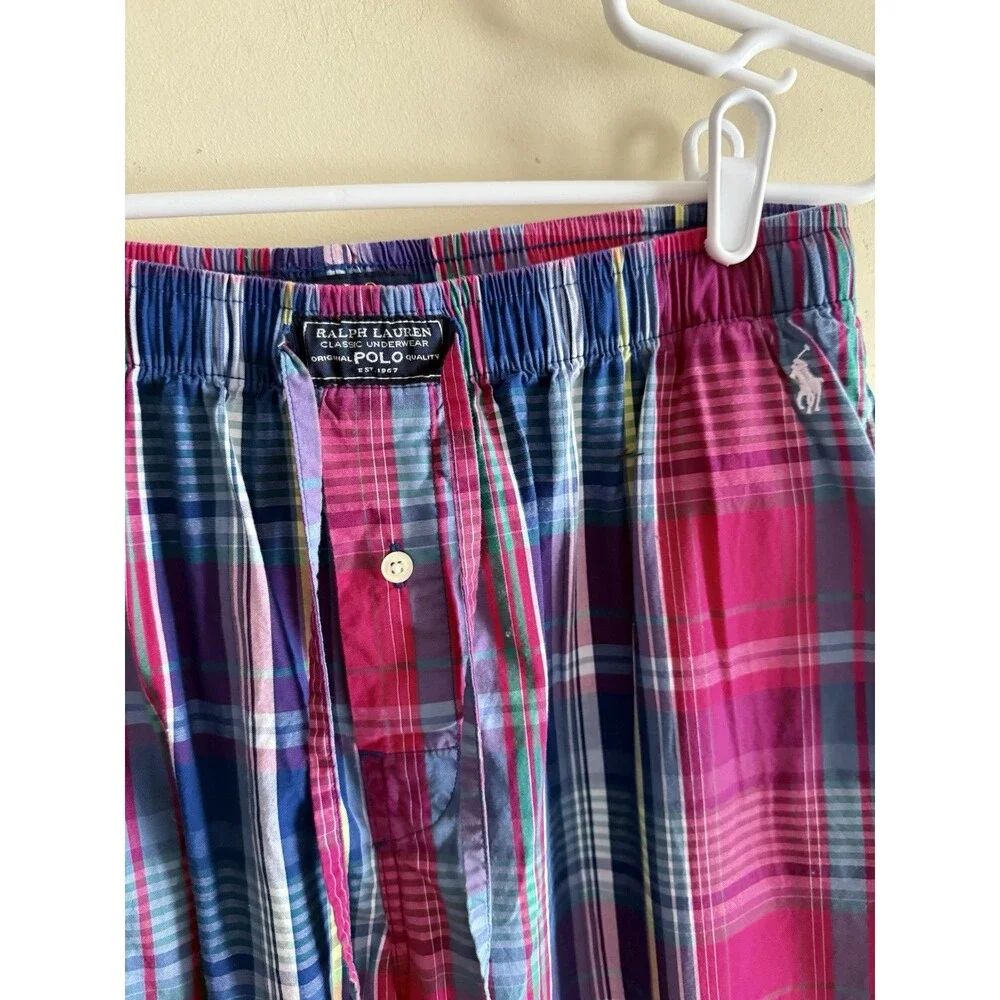 Vintage POLO Ralph Lauren LOUNGE Pants Pony Logo PLAID Men's‎ Size Medium